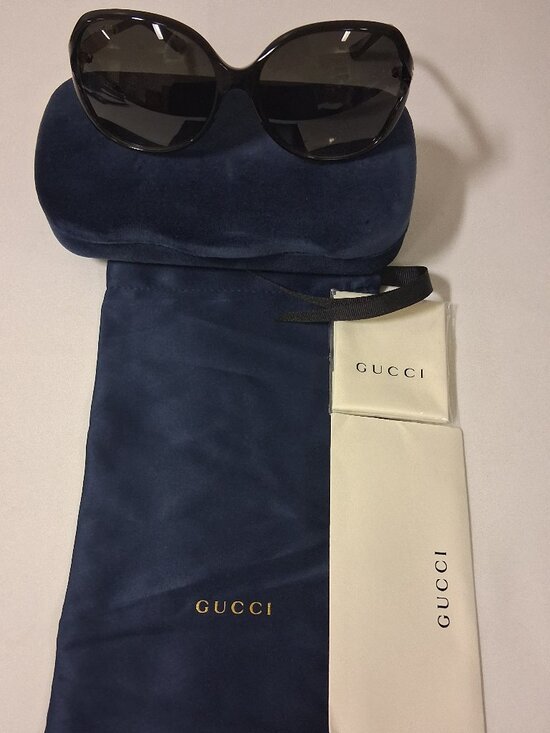*Gucci Women\'s GG0076S-002-60 Black/Grey Sunglasses 60mm New main image 4